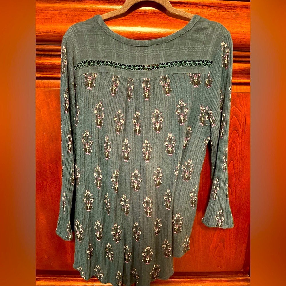 Lucky Brand Floral Teal Women's 3/4 Sleeve Top 2X - Picture 5 of 6